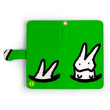 スマホケース 【手帳型】 ハルオサン イラスト / ウサギ（グリーン）（受注生産品）