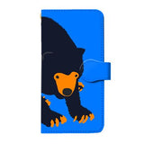 スマホケース 【手帳型】 monozo（モノゾ） イラスト / マレー熊（ブルー）（受注生産品）