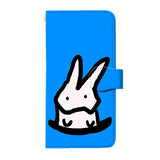 スマホケース 【手帳型】 ハルオサン イラスト / ウサギ（ブルー）（受注生産品）